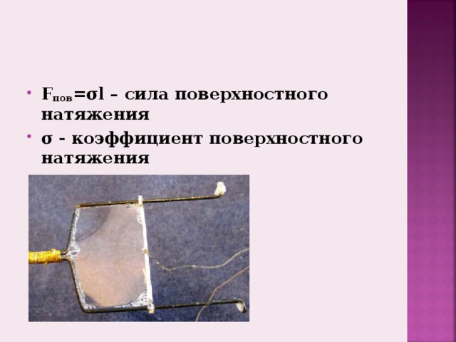 Сила поверхностного натяжения презентация