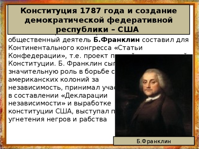 Конституция сша 1787 презентация