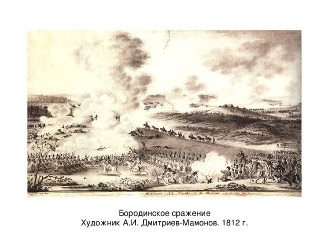 Бородинское сражение Художник А.И. Дмитриев-Мамонов. 1812 г. 