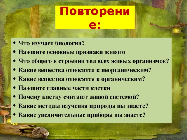Повторение 5 класс биология презентация