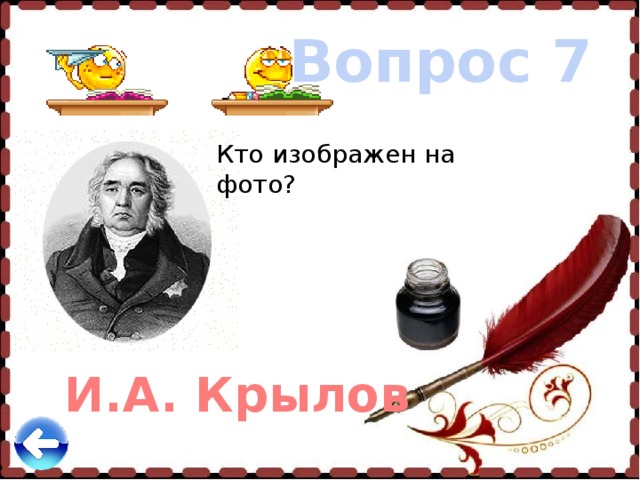 Вопрос 7 Кто изображен на фото? И.А. Крылов 