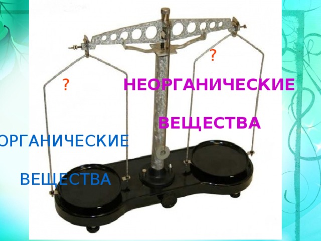 ? НЕОРГАНИЧЕСКИЕ ?  ВЕЩЕСТВА ОРГАНИЧЕСКИЕ ВЕЩЕСТВА  