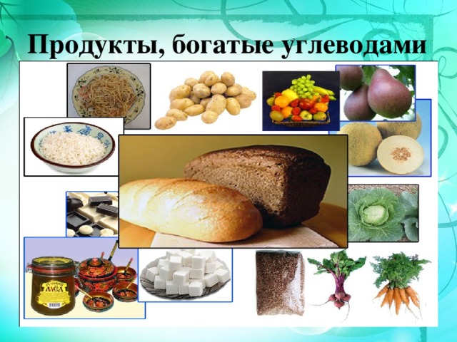 Продукты, богатые углеводами 