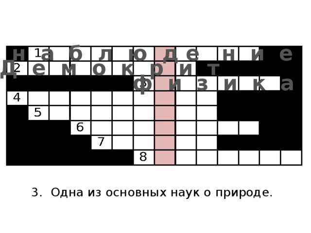 н а б л ю д е н и е Д е м о к р и т ф и з и к а 3. Одна из основных наук о природе.