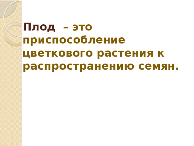 Плод –  это приспособление цветкового растения к распространению семян.   