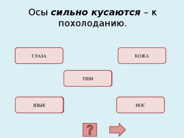 Осы сильно кусаются – к похолоданию. ОШИБКА! ГЛАЗА КОЖА ОШИБКА! УШИ ОШИБКА! ОШИБКА! НОС ЯЗЫК 