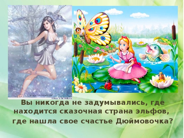 Вы никогда не задумывались, где находится сказочная страна эльфов, где нашла свое счастье Дюймовочка? 