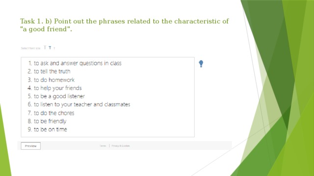 Task 1. b) Point out the phrases related to the characteristic of 