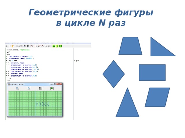 Геометрические фигуры  в цикле N раз 