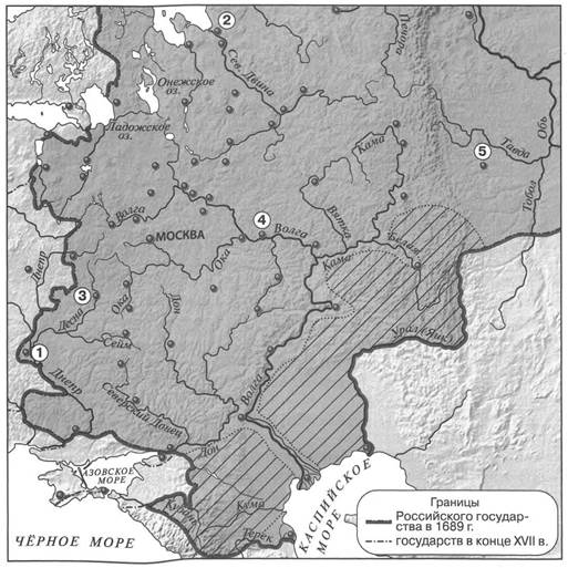 Рост территории россии в 17 веке карта