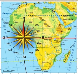 Карта с параллелями и меридианами африки