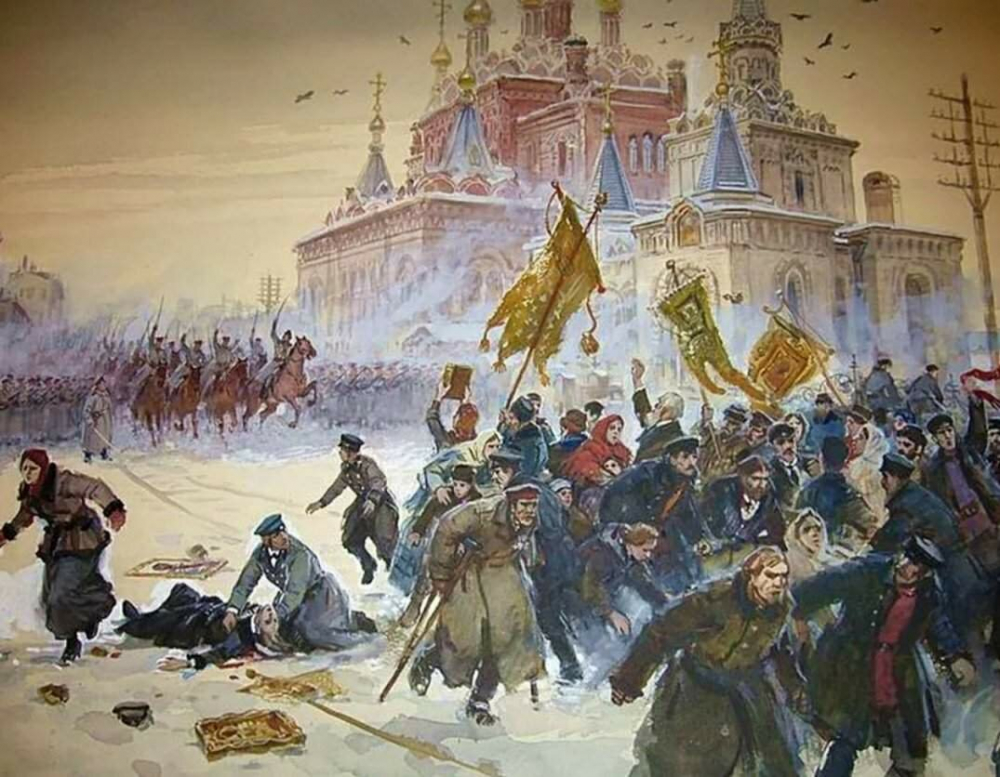 Картина посвящена юбилею события произошедшего в царствование николая ii